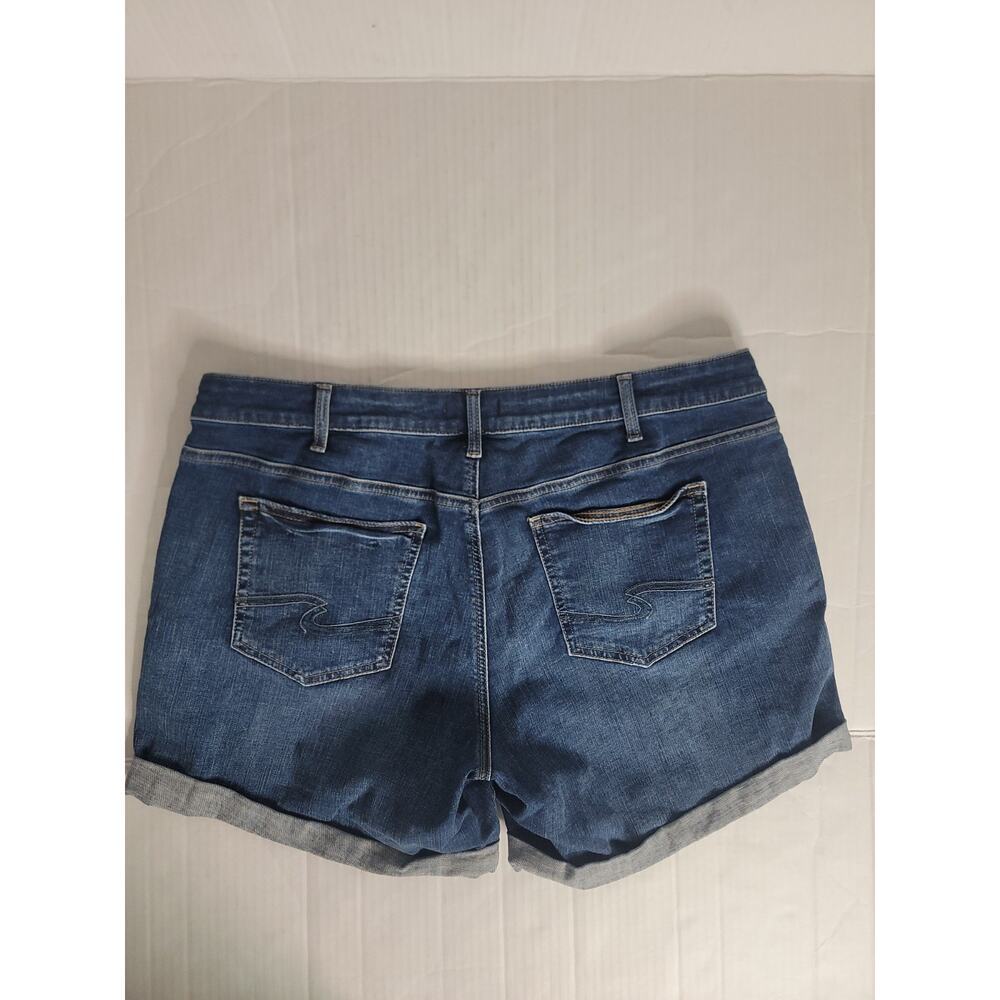 Silver Jeans Boyfriend Denim Shorts Womens Sz 18 Dark Wash Stretch Boho Festival - Picture 9 of 9